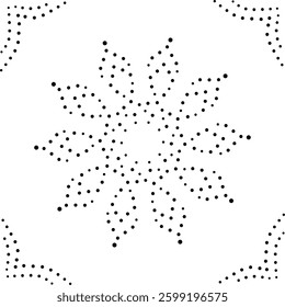 Black Dotted Framed Abstract Floral Design Pattern. Can be used for cushions, fabric, embroidery, carpets, card, bags, cover or to create repetitive patterns for fabric, wallpaper, background etc.