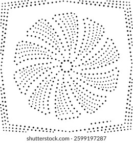 Black Dotted Framed Abstract Floral Design Pattern. Can be used for cushions, fabric, embroidery, carpets, card, bags, cover or to create repetitive patterns for fabric, wallpaper, background etc.