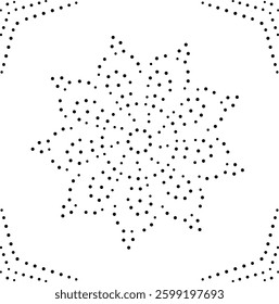 Black Dotted Framed Abstract Floral Design Pattern. Can be used for cushions, fabric, embroidery, carpets, card, bags, cover or to create repetitive patterns for fabric, wallpaper, background etc.