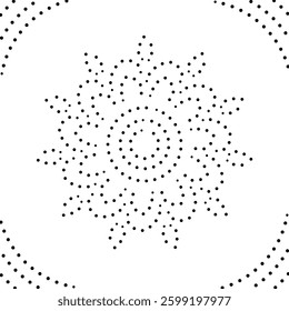 Black Dotted Framed Abstract Floral Design Pattern. Can be used for cushions, fabric, embroidery, carpets, card, bags, cover or to create repetitive patterns for fabric, wallpaper, background etc.