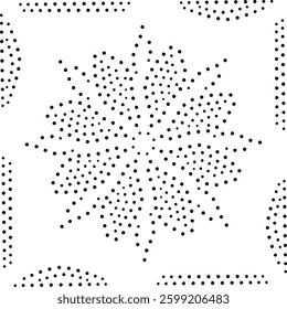 Black Dotted Framed Abstract Floral Design Pattern. Can be used for cushions, fabric, embroidery, carpets, card, bags, cover or to create repetitive patterns for fabric, wallpaper, background etc.