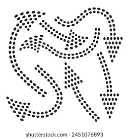 Black Dotted Hand Drawn Arrows Set on White Background. Arrow, Cursor Icon. Vector Pointers Collection.
