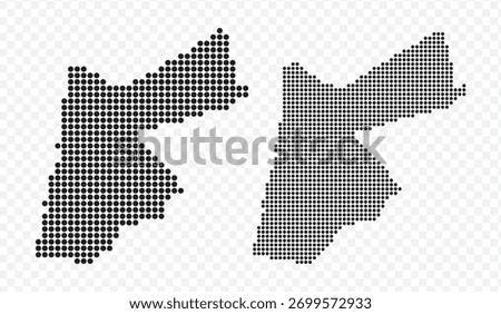 Black dotted map of the Hashemite Kingdom of Jordan. Modern vector illustration set on transparent background