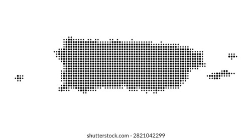 Black dotted map of Puerto Rico on white background vector illustration