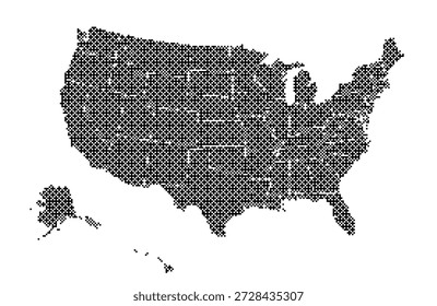 Black dotted map of united states on for american geography