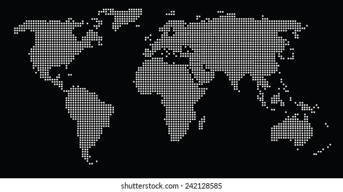 Black Dotted Map of the World