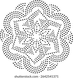 Black Dotted Modern Abstract Central Floral Design Element. Can be used to create patterns for embroidery, fabric, cushion, carpet, curtain, wallpaper, gift wrap, background, cards, covers etc.