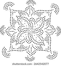 Black Dotted Modern Abstract Central Floral Design Element. Can be used to create patterns for embroidery, fabric, cushion, carpet, curtain, wallpaper, gift wrap, background, cards, covers etc.