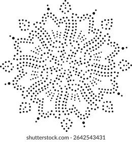 Black Dotted Modern Abstract Central Floral Design Element. Can be used to create patterns for embroidery, fabric, cushion, carpet, curtain, wallpaper, gift wrap, background, cards, covers etc.
