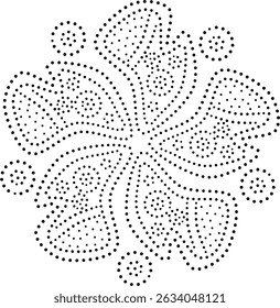 Black Dotted Modern Abstract Floral Central Design Element. Can be used as individual decorative element or to create patterns for embroidery, fabric, cushion, carpet, curtain, wallpaper, cover etc.