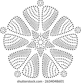 Black Dotted Modern Abstract Floral Central Design Element. Can be used as individual decorative element or to create patterns for embroidery, fabric, cushion, carpet, curtain, wallpaper, cover etc.