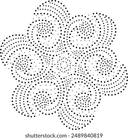 Black Dotted Modern Central Design Element.  Can be used to create fabric, background, wallpaper, gift wrap patterns or as decorative element for greetings, invitations, cards, cover etc.