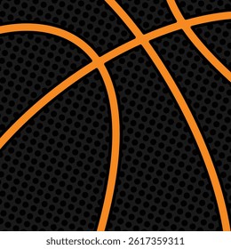 Black dotted outline basketball isolated on white background
