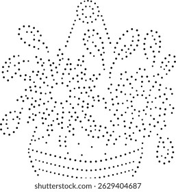 Black Dotted Plants In A plant Pot Design Pattern. Can be used as a pattern for wall art, wall hanging,  fabric, card, cover, embroidery etc.
