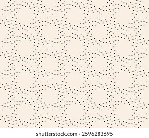Black dotted simple circle pattern on beige background. Empty circles. Design element for logo, web pages, prints, posters, template.