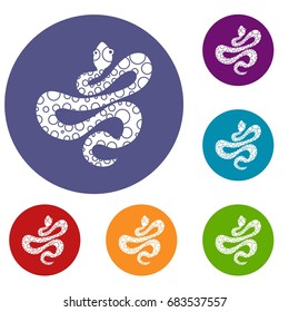 Black dotted snake icons set