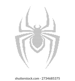 A black dotted spider icon on a white background
