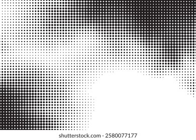 Black Dotted Texture on White Background . Modern Vector Art . Old Paper Effect with Comic Texture . Abstract Wall Design . Grunge Comic Texture Overlay . Vintage Paper Look	