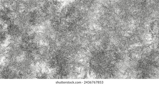 Fondo negro punteado texturizado, ruidosos puntos arenosos superposición de efecto de semitono, ilustración vintage minimalista. Banner monocromo de moda en estilo grunge, manchas de acuarela.