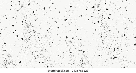Fondo negro punteado texturizado, ruidosos puntos arenosos superposición de efecto de semitono, ilustración vectorial vintage. Banner monocromo de moda en estilo grunge, salpicaduras.