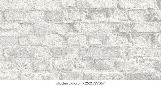 Fondo texturizado de puntos negros, ruidoso efecto de semitono de puntos arenosos. Textura de la vieja pared de ladrillo destruida agrietada, superposición de socorro, grunge.