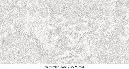 Fondo texturizado de puntos negros, ruidoso efecto de semitono de puntos arenosos. Vieja textura agrietada de la pared, superposición en blanco y negro de la tensión. Gradiente de arena del grunge.