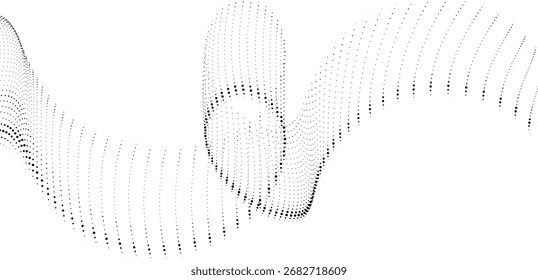 Black dotted wave loop abstract flowing background for textile, wallpaper, wrapping, branding, motion graphics, digital art, website, poster, fabric, print design