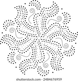Black Dotted Wavy Design Element 