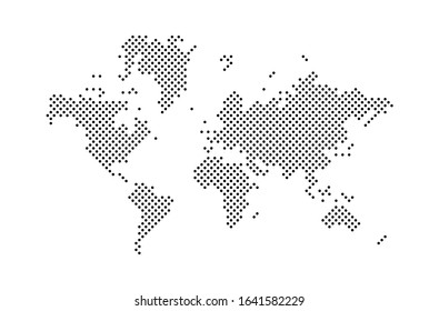 Black Dotted World Map Vector