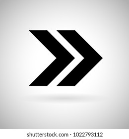 Black double arrow. Fast forward or Next icon. Vector illustration