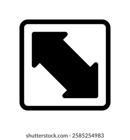 Black Double Arrow Icon Indicating Opposite Directions Inside A Square Frame