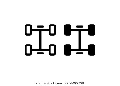 Black double axle icon on white background.