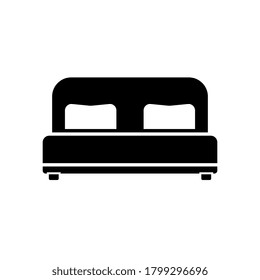 Black Double bed icon concept. Double bed flat vector symbol, sign, illustration.