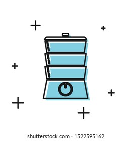 Black Double boiler icon isolated on white background.  Vector Illustration