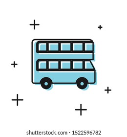 Black Double decker bus icon isolated on white background. London classic passenger bus. Public transportation symbol.  Vector Illustration