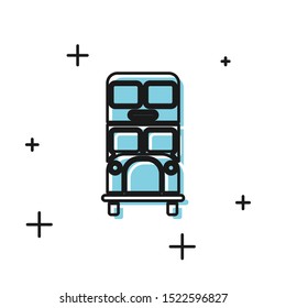Black Double decker bus icon isolated on white background. London classic passenger bus. Public transportation symbol.  Vector Illustration