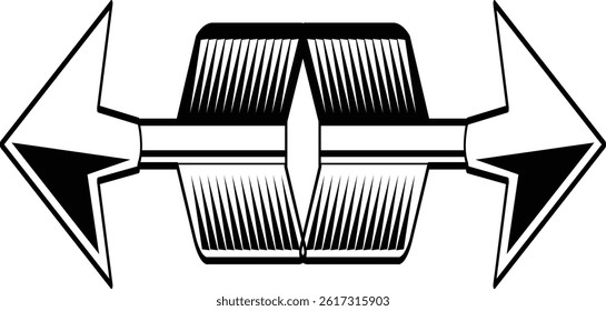 Black  Double Direction Arrow Vector Icon – Abstract Symmetrical Pointer Design for Infographics and Signage