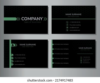 Black double sided business card. Fully editable minimalistic card with 3 variants of the second side.