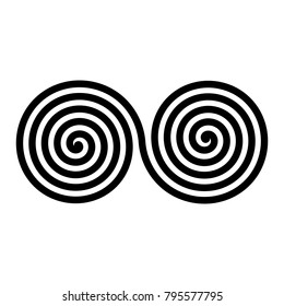 Black double spirals. Simple abstract ornamental and decorative vector symbol.