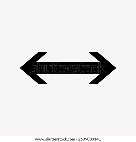 Black double-headed arrow icon on a light gray background. Simple arrow design. Directional arrow symbol. Minimalist arrow graphic.
