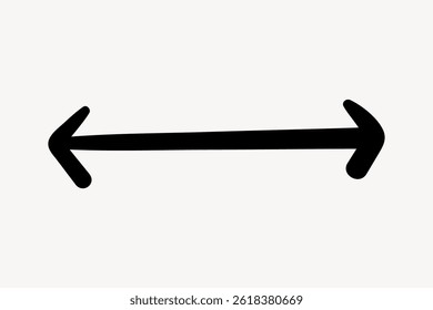 Black double-headed arrow on a white background. The arrow points in two directions. Simple arrow design, black arrow symbol, directional. Doodle vector.