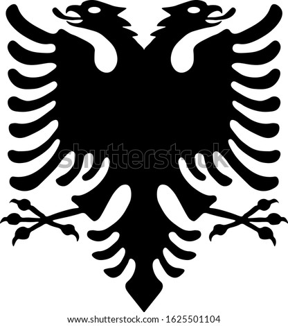  Black double-headed eagle. The national symbol of the country. Republic of Albania. Vector illustration.
