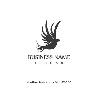 Black Dove Bird Silhouette Logo Design