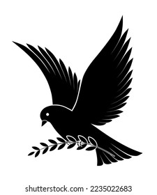 black dove icon - vector