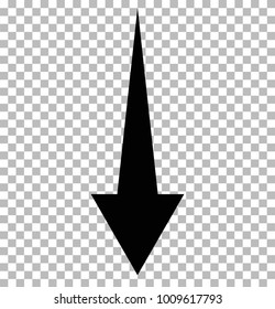 black down arrow on transparent. 