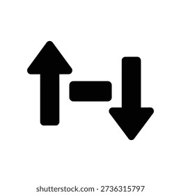 Black up and down arrows with equals sign, symbolizing balance or trade-off between opposing directions or values.