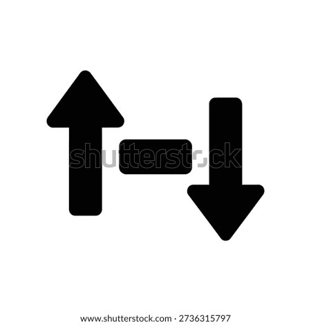 Black up and down arrows with equals sign, symbolizing balance or trade-off between opposing directions or values.