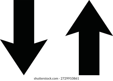 Black Up and Down Arrows on White Background, Contrasting Directions