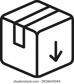black download box icon vector line symbol on white background