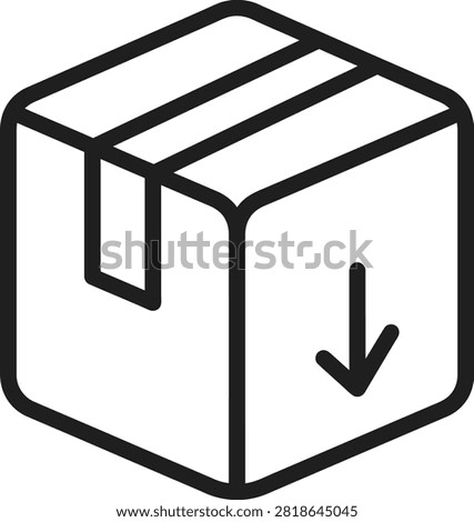 black download box icon vector line symbol on white background